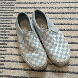Vans Light Blue Checkered Slip-On Sneakers